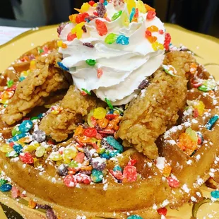 Fruity Pebble Waffle &amp; Tenders