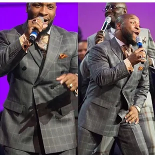 Grey double breasted suit hot style