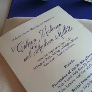Wedding program