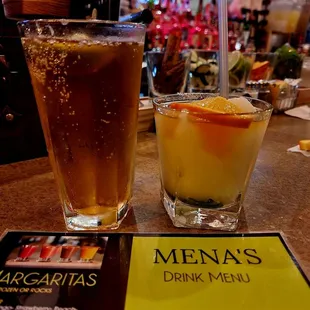 Yummy meltdown margarita with grand Marnier and cold pacifico beer!