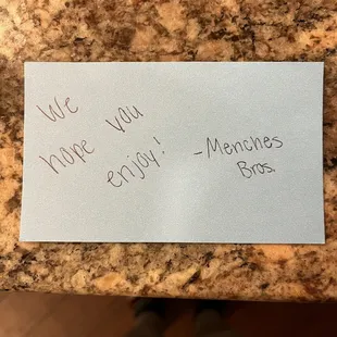 a note that says we miss you