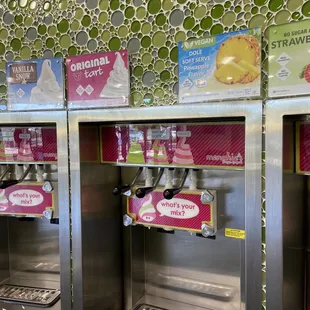 a row of ice cream machines