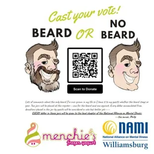 MAY is Mental Health Awareness Month!! Cast your vote against or for the owner&apos;s beard by following the QR code or coming into the store. 10