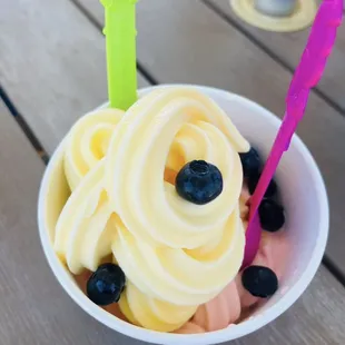 Blueberries with Dole Whip &amp; Strawberry fro-yo