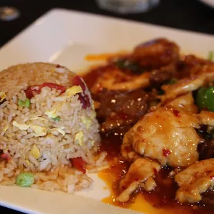 Incredible Triple Delight with fried rice