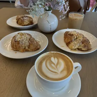 Vanilla latte and almond croissant