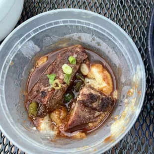 This is 2 of 3 pieces of short ribs for $20!!  This is the serving size. Unacceptable