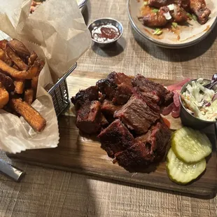 Mendel&apos;s World-Famous Burnt Ends with Sweet potato Fries and Cole Slaw