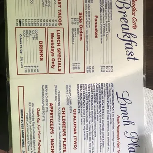 menu