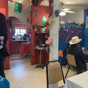 a woman sitting at a table