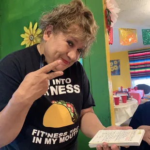 The amazing owner Dolores Mendez.  She can light up any room with her contagious personality .