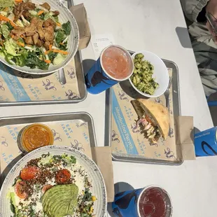 Got the bahn mi salad, avocado and quinoa salad, not so fried chicken