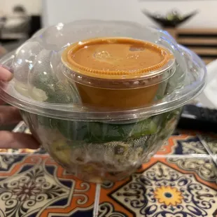 Nicely packaged to go salad