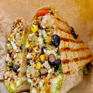 Avocado Quinoa Spicy Chicken, Feta, organic beans+corn Gluten free wrap