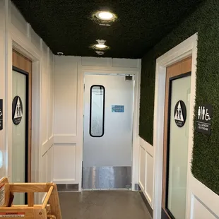 Gender neutral bathrooms. Very clean with changing table.