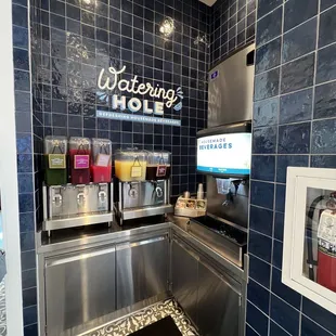 Libations station! I spy with my eye, pomegranate and mint drink!!