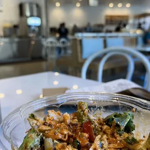 a bowl of food on a table