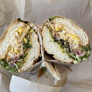 Summer street corn with chicken sandwich