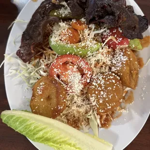 Enchiladas and cecina