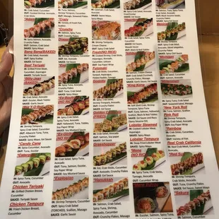 the menu for the restaurant