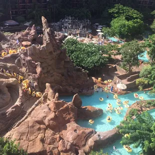 View from above of Menehune bridge and the lazy river