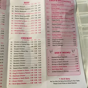 sushi and sashimi, menu