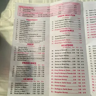 menu
