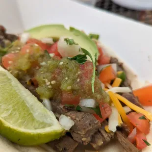 a close up of a taco