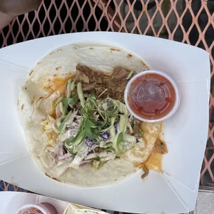 Shredded pork taco