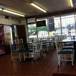 tables and chairs in a restaurant