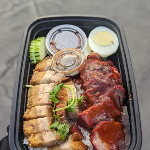 Combo pork rice dish