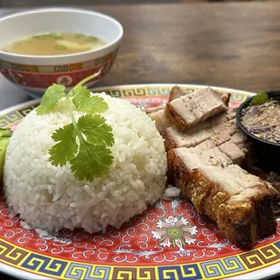 Laab Crispy Pork Belly over rice