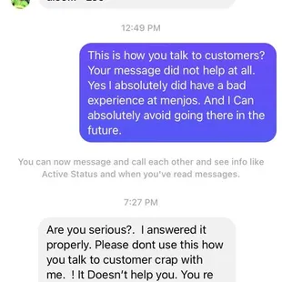 Conversation from supposed owner.