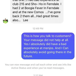 Conversation from supposed owner