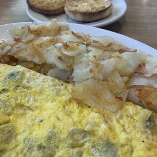 an omelet and toast