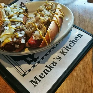 Polish Coney unique n Kielbasa topped with Kapusa