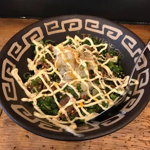 Mayo chashu don. Delicious, but save some rice for the end of your ramen bowl.