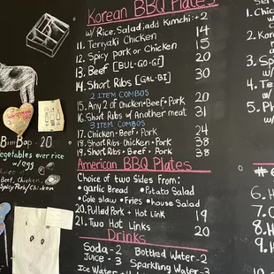 a menu on a blackboard
