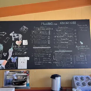 a menu on a blackboard