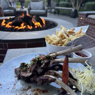 Lamb with carrots and truffle fries. Yum!