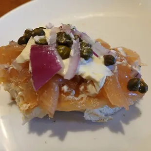 Salmon and bagel