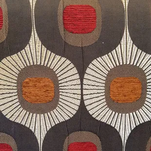 Booth fabric, with a cool peacock-like pattern