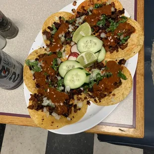 Tacos Campechanos (Asada and chorizo)
