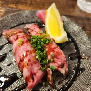 Wagyu nigiri, kinda meh. Honestly could skip it if you've had wagyu before