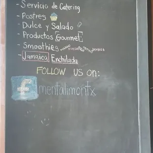 a menu on a blackboard