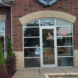 the entrance to the restaurant