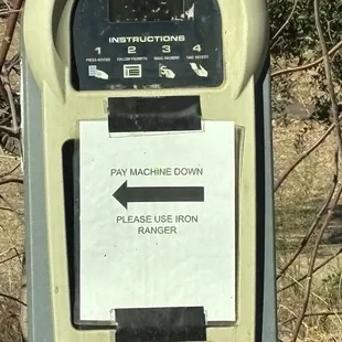 Broken meter. Bring $5 cash.