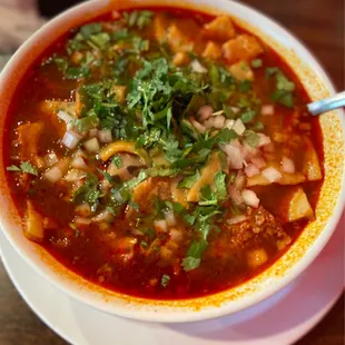 Red menudo with everything