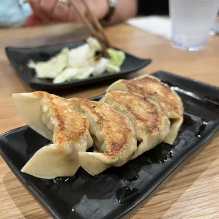 Gyoza: house made pan fried pork dumplings, chili su @bigtastebestplace