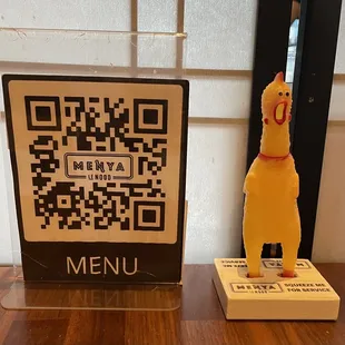 QR code for menu.